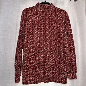 Vintage Halloween Corner Stone Candy Corn Turtleneck Top Black Orange Medium